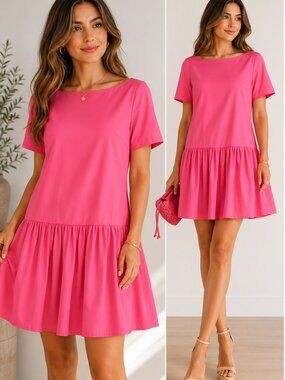 Handmade Valentino Inspired Fuchsia Satin Dress Oversized US 6/8